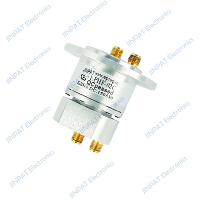 Anillos de deslizamiento de doble canal RF Coaxial Rotary Joint IP40 con anillos de deslizamiento de señal compacta Velocidades de hasta 50 rpm